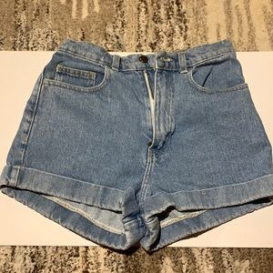 High-waisted light wash American Apparel jean shorts size 26